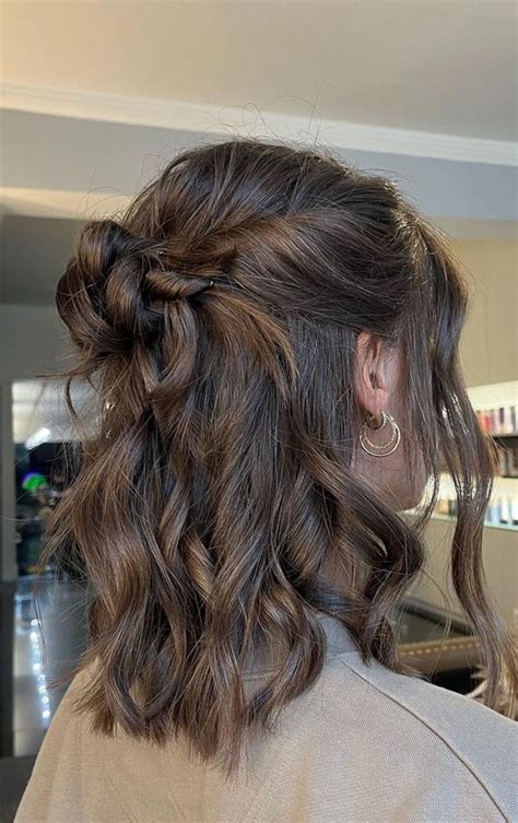 45 Half Up Half Down Prom Hairstyles : Messy Knot Half Up Medium Length