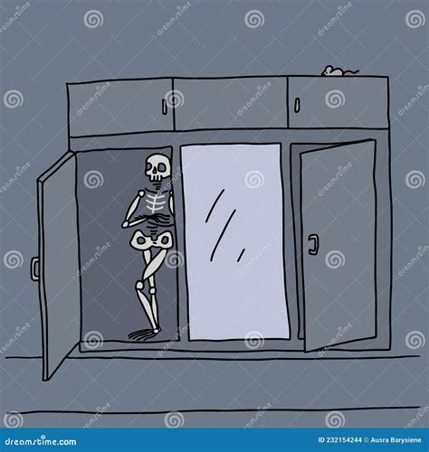 Skeleton In The Closet Vector Illustration | CartoonDealer.com #150735866