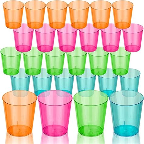 Amazon.com: DecorRack 2 Oz Neon Shot Glasses, 24 Plastic Shot Cups ...