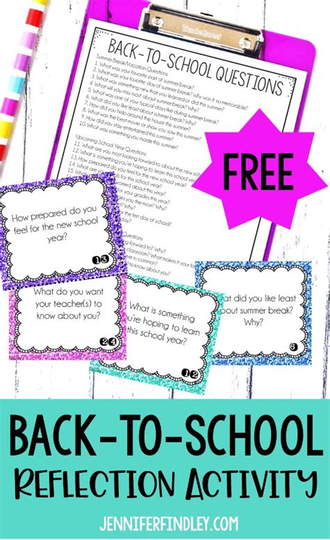 Free Back to School Reflection Activity - Teaching with Jennifer Findley