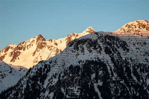 Sunset In Winter Mountains Landscape Stock Photo - Image of skiing, montafon: 23793994