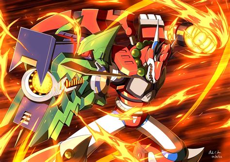 Magma Dragoon(Weapon-Up) | Cool art, Mega man, Anime