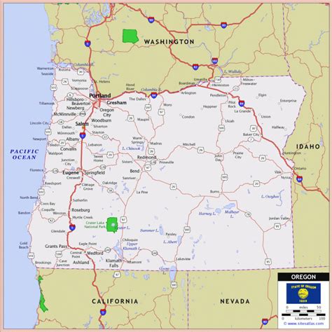 Oregon State Highway Map - Printable Map