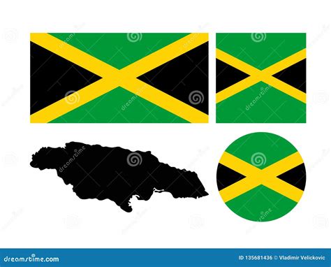 Jamaica Flag and Map - Island Country Situated in the Caribbean Sea Stock Vector - Illustration ...