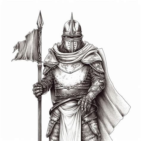 Premium AI Image | a drawing of a knight with a sword and shield.