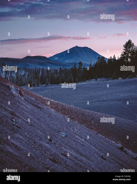 Sunset Lassen Peak at Cinder Cone Trail - Painted Dunes Stock Photo - Alamy