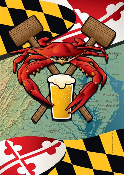 Maryland Crab Feast Large House Flag by Joe Barsin, 28x40 | Crab feast, Maryland blue crab ...