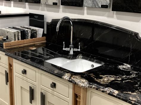 Cosmic Black granite worktops on display in our showroom in Chester ...