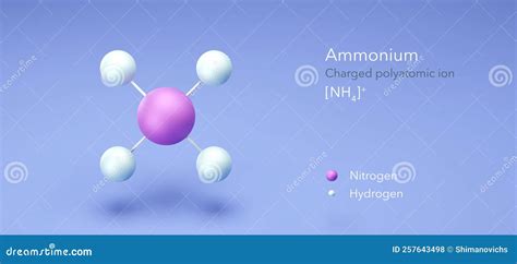 Ammonium, Molecular Structures, Charged Polyatomic Ion, 3d Model, Structural Chemical Formula ...