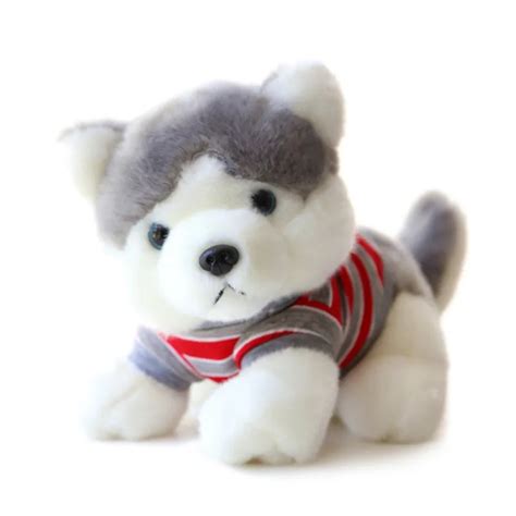 Realistic Plush Husky Dog Red Stripe T shirt Coat Puppy Dog Toys ...