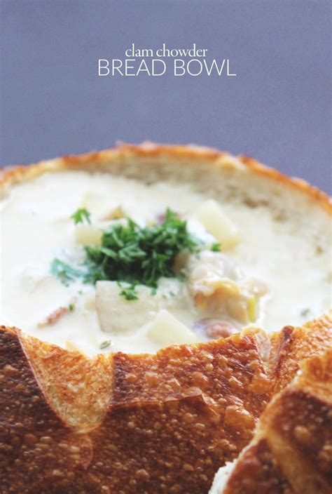 Delicious Clam Chowder Bread Bowl recipe featuring Boudin Bakery's famous sourdough bread. | Calas