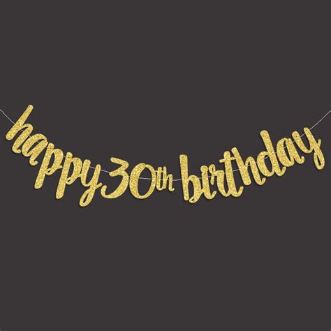 2017 Popular Gold/Black/Silver Glitter Happy 30th Birthday Banner Thirty Anniversary Party Decor ...