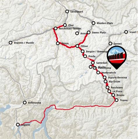 Bernina Express Rail Map