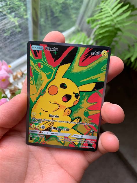 Custom Pikachu Pokemon Holographic Card Lonely Albino | Etsy