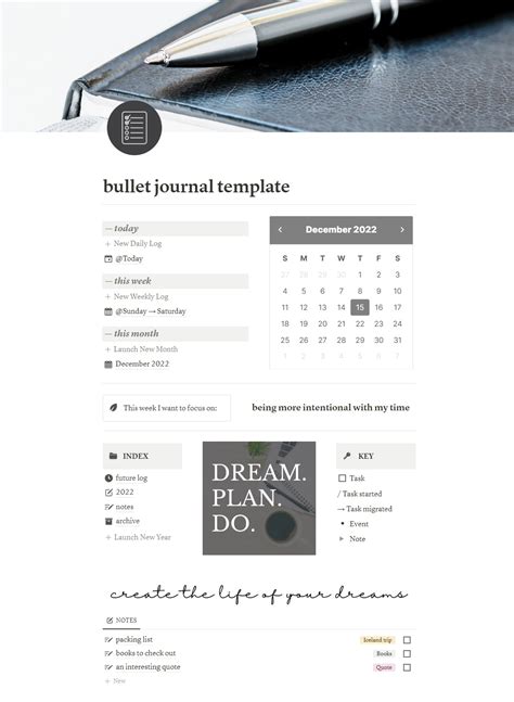 Notion Bullet Journal Templates