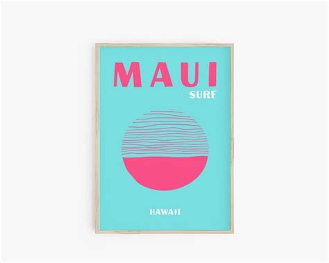 Maui Hawaii Travel Poster Print Preppy Room Decor Pink Blue - Etsy