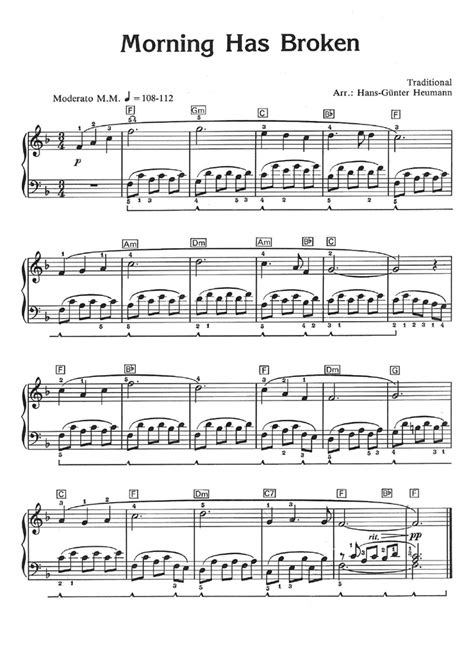 MORNING HAS BROKEN Easy Piano Sheet music | Easy Sheet Music