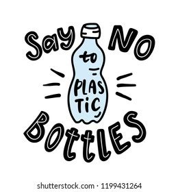 Say No Plastic Bottles Motivational Phrase Stock Vector (Royalty Free) 1199431264 | Shutterstock