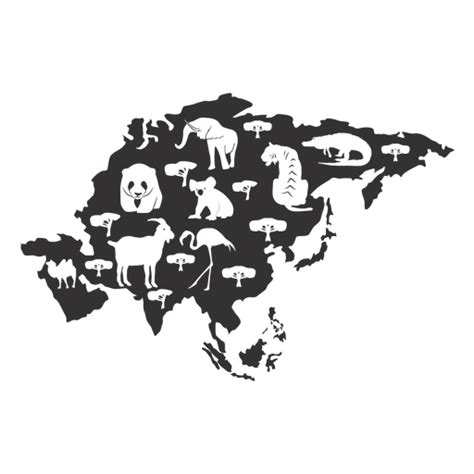 Asia Silhouette Map PNG & SVG Design For T-Shirts