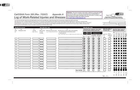 Cal/OSHA Form 300 Appendix A - Fill Out, Sign Online and Download Fillable PDF, California ...