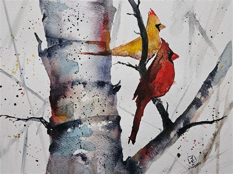 Cardinal Painting, Cardinal Art, Children's Room Art, ORIGINAL, Bird ...