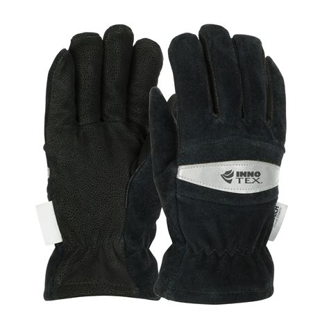 Black S-2X Structural Firefighting Glove, Size 76W/Large, Kangaroo and Black Eversoft Cowhide ...