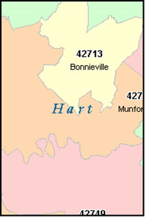 HART County, Kentucky Digital ZIP Code Map