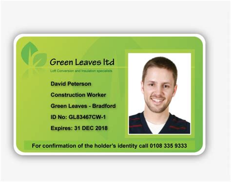 View Larger Image Colourful Green Leaves Id Card Sample - Uk Company Id Card PNG Image ...