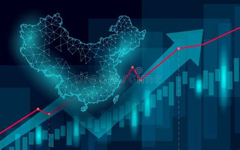 China Map Business Statistics Chart Growing Graphs. Blue Light Glowing Flat Design Stock Vector ...