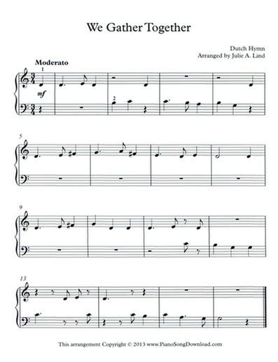 We Gather Together - Free easy piano Thanksgiving sheet music