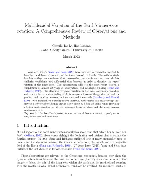 (PDF) Multidecadal Variation of the Earth's inner-core rotation: A ...