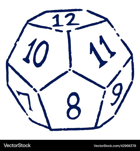 D12 rpg dice stroke Royalty Free Vector Image - VectorStock