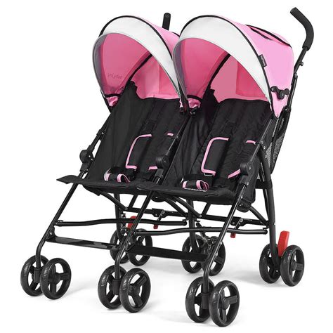 Baby Joy Foldable Twin Baby Double Stroller, Pink - Walmart.com - Walmart.com