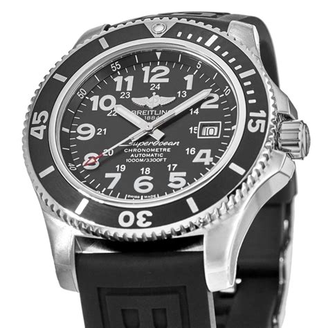 Breitling Superocean II 44 Black Dial Rubber Strap Men's Watch A17392D7/BD68-152S