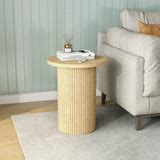 Round Solid Wood End Table Oak Pedestal Side Table Living Room ...