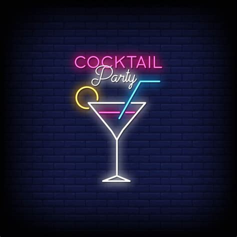 Premium Vector | Cocktail party neon signs style text