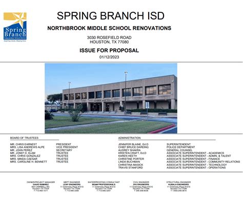 Northbrook Middle School Renovation - Spring Branch ISD (Rebid) - Virtual Builders Exchange