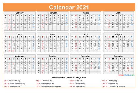 2021 Calendar With Holidays Printable | Calendar Printables Free Templates