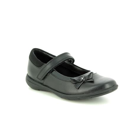 Clarks Venture Star I H Fit Black leather school shoes