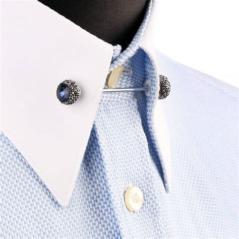 Navy Blue Stone Shirt Collar Pin Men's Collar Shirt Pin - Etsy