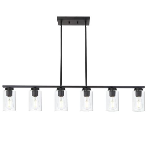 Buy TODOLUZ Black 6-Lights Kitchen Island Light with Clear Glass Shades, Farmhouse Hanging ...