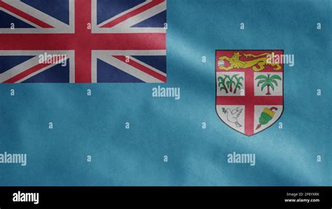 Fijian flag waving in the wind. Close up of Fiji banner blowing, soft ...