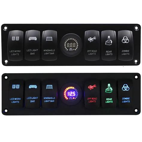 12v 24v Rocker Switch Panel With Led Voltage Meter For Car Marine Boat ...