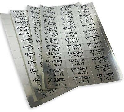 Adhesive Bin Labels Stainless Steel USS Cap Screw Nut Bolt Washer (4 ...