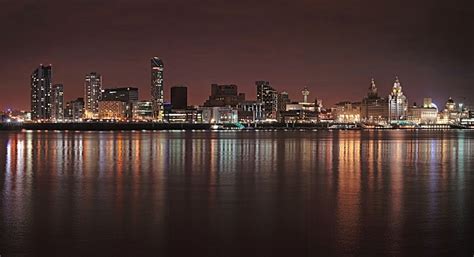 Liverpool panoramic waterfront by night