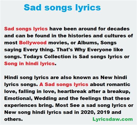 Sad Songs In Hindi Lyrics | New hindi lyrics songs