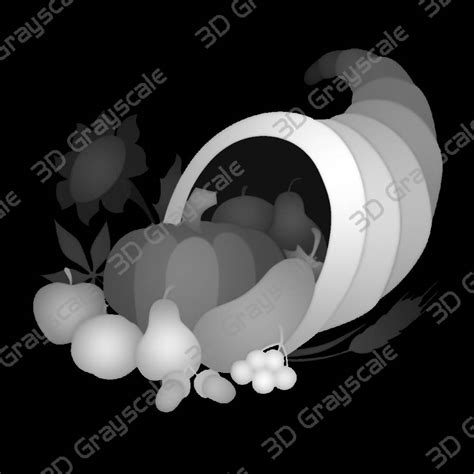 Cornucopia Basket For Thanksgiving – 3D Grayscale