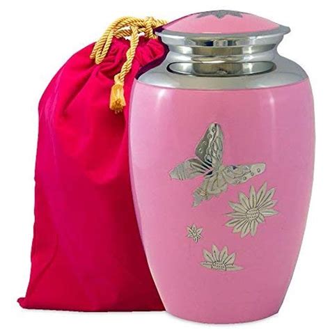 Trupoint Memorials Pink Butterfly Lovely Adult Cremation Urn for Human Ashes - With Velvet Bag ...