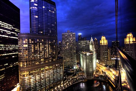 Chicago Skyline At Night From Hotel Free Stock Photo - Public Domain Pictures