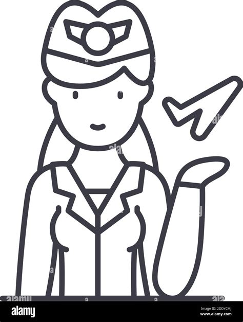 Flight attendant icon, linear isolated illustration, thin line vector ...